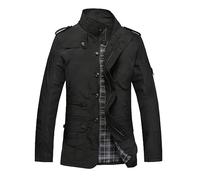 Cocila Rain Coat Men Warm Fit Standing Collar Multi Pocket Windbreaker Casual Jacket Winter Jackets for Long Men's Lightweight Colombian Costume