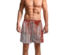 Cocila | Red White and Tie Dye All Over Printed Gym Shorts Men's Halloween Bloody House with (White, XXXL) Cord Trousers for Men UK Cotton Hunting Work Winter Chinos Green Cargos Lightweight