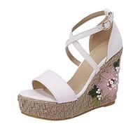 Cocila Sandals For Women New Water Proof Platform Slope Heel Large Korean Edition High (White, 6) Ladies Walking Size 4 Woman 5 Arch Support Shoes Tan Summer Uk Wide Fit With 2 White Wedge