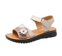 Cocila Sandals For Women Size 5 New Summer Outwear Middle Flat Bottom Elderly Soft Sole Anti Slippers (Beige, 5.5) Shoes Wide Feet Ladies Tan Platform Waterproof Black Strappy Toe Post Jesus