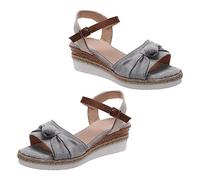 Cocila Sandals For Women Size 5 Women'S Bowknot Rope Sole Lightweight Shoes Mouth Thick Grey, 8 Cream Wedges Gold Silver Heels 4 Womens Brown Wedge Cork Orthopedic Work Arch Support Indian