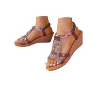 Cocila Sandals For Women Size 5 Women'S Summer New Roman Open Toe Thick Bottom Casual Comfortable Slope Heel Beach Brown, 3.5 Bunion Cork Footbed White Sandal Wedge Cushion Orthotic Ladies