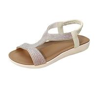 Cocila Sandals For Women Size 6 Summer Elastic Casual Open Toe Flat Soft Bottom Breathable Shoes Beige, 5.5 Wide Fit Wedges Pool White 8 Designer Uk 2 Ladies Modern Orthotic Silver Strap