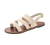 Cocila Sandals For Women Women'S Fish Mouth Style Large Size Over Round Toe Flat Sole Ankle Strap Casual (Beige, 5-5) Womens 6 Uk Ladies Summer Gold Shoes Fashion Bunion Correction Stylishoes