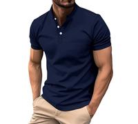 Cocila Short Sleeved Top Men Casual Buttons Lapel Solid Color T Shirt Tops Plus Size Cold Shoulder Multi Coloured Shirts Mens+Short+Sleeve+Linen+Shirts