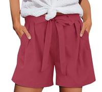 Cocila Shorts Womens UK Summer Drawstring Cotton Elastic Waist Solid Color Casual Shorts Sport Pants Lace Rope Trousers Yoga Shorts Women Size Pants Slim Fit Everyday Goingout Shorts
