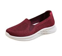 Cocila Slip On Trainers Womens Orthopedic Walking Shoes Soft Comfortable Sports Leisure Single Middle Mother A Stirrup Breathable (Red, 36) Women Wide Fit Ladies Women's Platform Memory Foam