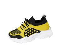 Cocila Slip On Trainers Womens Orthopedic Walking Shoes Thin Breathable Flying Woven Mesh Thick Sports Casual for Women (Yellow, 5) Size 6 Arch Fit UK Mules Sandals Wide Pink Pad Comfy Black