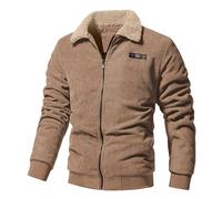 Cocila Spring Deals Men's Casual and Fashionable Corduroy Jacket with Lamb Fleece Winter Jacket Men's Ski Jacket Lapel Long Sleeve Full Zip Coats Warm Thicken Outerwear Ladies Gifts Ideas Clearance