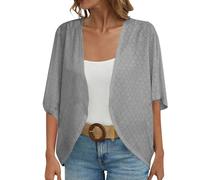 Cocila Spring Deals Women Lightweight Cardigan 2095 UK Circle Short Sleeve Spring and Summer Solid Color Cardigan Casual Breathable Tops Loose Sweater Elegant Cropped Cardigan Warehouse Clearance