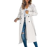 Cocila Spring Deals Women's Trench Coat Long Double Breasted Fall Fashion 2023 Classic Lapel Slim Overcoat Outerwear With Belt Jacket Retro Womens Purple Lightweight Jacket Rain C Sale Clearance 1P