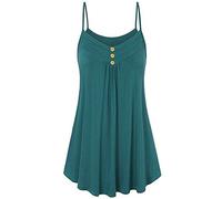 Cocila Strappy Tank Tops for Women Plus Size Summer Loose Row Pleats Ruffle Camisole Ladies Solid Color Blouse Shirts Vest(3XL,E)