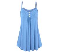 Cocila Strappy Tank Tops for Women Plus Size Summer Loose Row Pleats Ruffle Camisole Ladies Solid Color Blouse Shirts Vest(L,F)