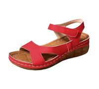 Cocila Summer Sandals Women Women'S Hollow Thick Bottom Large Size Strap Light Casual Red, 4.5-4.5 Womens Wedges 6 Elasticated Hiking For Uk Sling Back Shoes Espadrilles Flat Black 3 Green