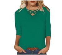 Cocila Summer Tops for Women UK V Neck Short Sleeve Blouses Stripe Solid Color Plain Cotton Shirts Dressy Casual Loose Tees Fashion Oversized Tunic Blouse Ladies