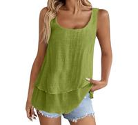 Cocila Tank Tops Women Layered Linen for Summer Shirts Sleeveless Loose Elegant Going Out Blouse Women's Vest UK Navy Fleece Crop Ladies Size 14 Running Essentials Camisole Green Black Top