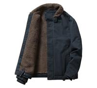 Cocila Today'S Deals Lamb's Wool Short Jacket Men's Winter Thickened Collar Padded Workwear Pilot Jacket Cotton Clothing Lambswool Cotton Jacket Senior Jacket Fishing Hoodies M Black of Friday Sale