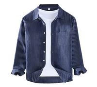 Cocila Today's Deals of The Day Mens Shirts Long Sleeve Smart Casual Striped Casual Shirt Padded Work Shirts for Men UK Padded Lumberjack Shirt Mens St Patricks Day T Shi Outlet Clearance UK Blue