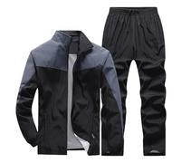 Cocila Today's Deals of The Day Tracksuit Mens Full Set Sports Sweater Set Windproof Tracksuit Bottoms Men Casual Sweatshirt Work Sweatpant Light and Breathable to Young Black of Friday Deals 2024