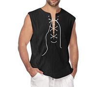 Cocila Todays Deals T Shirt Pack Men Solid Color Cotton And Lace Collar Sleeveless Shirt Vest Sleeveless Coat White Grandad Collar Shirt Stringer Vests For Men Gym Mens Long Len Warehouse Clearance