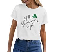 Cocila Today'S Deals Tribal T Shirts Lady Long Shirt Bodycon Tops Women Uk Festival Outfit Women Ladies St Patricks Day Jumper Printed Shirt Under 5 Pounds Clearance White