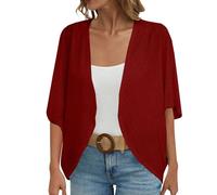 Cocila Today's Deals Women Lightweight Cardigan 2129 UK Circle Short Sleeve Spring and Summer Solid Color Cardigan Casual Breathable Tops Loose Sweater Elegant Cropped Cardigan Sale Clearance