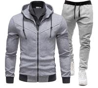 Cocila Todays Offers Special Deals Male Casual Solid Two Suit Zipper Pocket Sleeve Hoodies Drawstring Zipper Pocket Pants Set Dinner Jackets Mens Tracksuits Bottoms Mens Trac Warehouse Clearance UK
