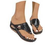 Cocila Top Color, Comfortable, Durable And Lightweight Flip-Flops Big Yards Fashion Clip Foot Slippers Female New Europe The States Foreign Trade Hollow Metal Slope With (Black, 38) Womens Flip