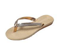 Cocila Top Color, Comfortable, Durable And Lightweight Flip-Flops Fashion Solid Color Flops Imitation Flat Casual Slippers (Gold, 4.5) Beach Sandals For Women Archers Flip Ladies Black Size 7