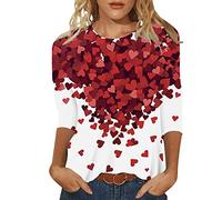 Cocila Tops for Women UK Casual Floral Three Quarter Sleeve Round Neck Tee Shirt Fashion Printed Flower Loose Side Split Blouse Tunic Summer Long Sleeve T Shirts Women