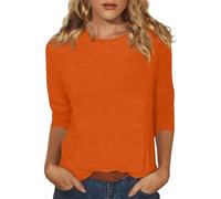 Cocila Tops for Women UK Casual Oktoberfest Print Three Quarter Sleeve Round Neck Tee Shirt Fashion Halloween Printed Loose Side Split Blouse Tunic Summer Long Sleeve T Shirts Womens