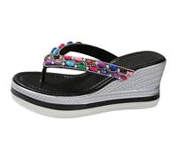 Cocila Unisex Flip Flops Rubber Flatform Beach Flipflops Slip-Resistant Sandals for Women 2025 Summer Comfortable Open Toe Walking Shoes Outdoor High Heels Slides Slippers Daily Wear Sandal Black