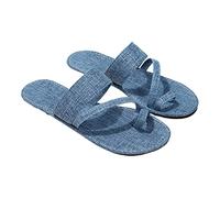 Cocila Unisex Flip Flops Rubber Flatform Beach Flipflops Slip-Resistant Slippers Hollow Casual Denim Half Empty Flat Sandals (Sky Blue, 7) Gold Womens Size 8 Ladies Shoes 6 4 Orthopaedic Women