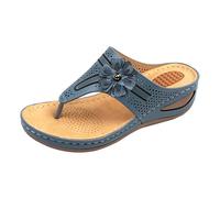 Cocila Unisex Flip Flops Rubber Flatform Beach Flipflops Slip-Resistant Slope Heel Slippers Summer Fashion Thick Massage Retro (Blue, 4.5) Shoes Women Archers Ladies Black Sandals Gold Heels For