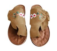 Cocila Unisex Flip Flops Rubber Flatform Beach Flipflops Slip-Resistant Summer New Big Yards Sandal Drag Europe And The States Fashion Bow Slippers (Khaki, 4) Orthopedic Sandals Women Platform