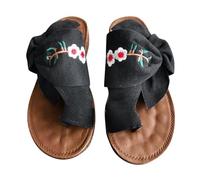 Cocila Unisex Flip Flops Rubber Flatform Beach Flipflops Slip-Resistant Summer New Big Yards Sandal Drag Europe And The States Fashion Bow Slippers (Black, 4) Women Ladies Size 7 Pink Black Hard