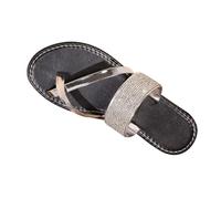 Cocila Unisex Flip Flops Rubber Flatform Beach Flipflops Slip-Resistant Summer Slippers Flat Round Head Breathable Home Lightweight Outdoor Wear Vacation Comfortable Casual (Silver, 7.5) Flop