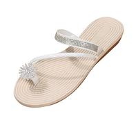 Cocila Unisex Slim Flip Flops,Women Ultra Lightweight Basic Thongs Rubber Soft Slide Clip Toe Sandals Jelly Beach Flops Female Students Korean Fashion Wear Summer Flat (White, 6) Ladies Size 6