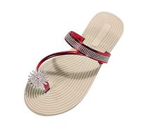 Cocila Unisex Slim Flip Flops,Women Ultra Lightweight Basic Thongs Rubber Soft Slide Clip Toe Sandals Jelly Beach Flops Female Students Korean Fashion Wear Summer Flat (Red, 5.5) Foot Plantar