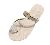 Cocila Unisex Slim Flip Flops,Women Ultra Lightweight Basic Thongs Rubber Soft Slide Clip Toe Sandals Jelly Beach Flops Female Students Korean Fashion Wear Summer Flat (Gold, 6.5) Women Flop