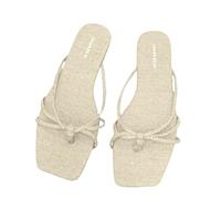 Cocila Unisex Slim Flip Flops,Women Ultra Lightweight Basic Thongs Rubber Soft Slide Slippers Flops Flat Popular In The Internet Fashionable Holiday Beach Leisure (Beige, 5) Sparkly Women