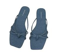 Cocila Unisex Slim Flip Flops,Women Ultra Lightweight Basic Thongs Rubber Soft Slide Slippers Flops Flat Popular In The Internet Fashionable Holiday Beach Leisure (Blue, 4.5) Womens Sliders Size