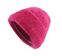 Cocila Unisex Wool Cap Smooth Board Solid Warm Brimless Plush Winter Ear Hats for Women (Hot Pink, One Size) 2025 Large Beanie Hat Knitted Balaclava Wooly Bartleby Trapper Neck