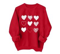 Cocila Valentine'S Day Sweater Ladies Cute Love Print T Shirt Loose Fit Long Sleeve Crew Neck Pullover Sweatshirt Top Designer Sweatshirts Women (Watermelon Red, Xxl) Zipped Hoodie Womens