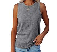 Cocila Vest for Women Casual O-Neck Sleeveless Pure Color Chiffon T-Shirt Perspective Blouse Ladies Tank Tops(XXXL,Hot Pink)
