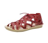 Cocila Walking Sandals For Women Uk Women'S Solid Color Hollow Out Comfortable Lightweight Leather Summer Ethnic Red, 6.5 Ladies Shoes Nude Wedges Platform Size 5 Comfy Sandles Elasticated