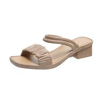 Cocila Walking Sandals Ladies Fashion Summer Versatile Solid Color Leather Open Toe Thick Heel Khaki, 6 Blue Cream Platform Women For White Silver Wedges Green Wedding Shoes Black Heels Wide