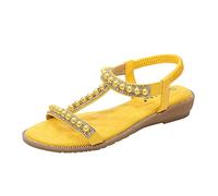 Cocila Walking Sandals Strap Shoes Studded Elastic For Womens Women'S (Yellow, 5.5) Women White Sandal Swollen Feet Flat Black Size 5 Cushion-Walk Summer Wedges Jesus Orthopaedic Red Navy Ladies