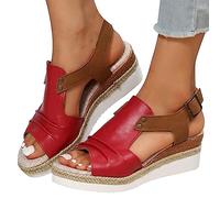 Cocila Walking Sandals Women Open Toe Slingback Vacation Shoes Red, 7 Shoezone For Size 8 Silver Heels Supportive Black Sling Back That Hide Your Toes Tan Heeled Ladies 6 Gold Footbed Summer