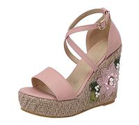 Cocila Walking Sandals Womens 2026 New Water Proof Platform Slope Heel Large Korean Edition High Pink, 7 Ladies White Shoes Tan For Women Nude Wedge Huarache Gives Red Size 5 Black Wedges Soft